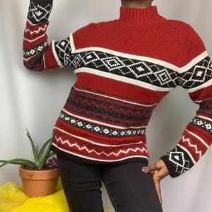 Red Nordic Knit Sweater